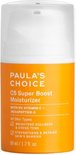Paula's Choice C5 Super Boost Moisturizer pompflacon in oranje en wit. Tekst: 'All Skin Types', 'BRIGHTENS DULLNESS & EVENS TONE', 'STRENGTHENS & REPAIRS SKIN'S BARRIER'.