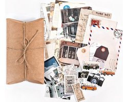 Papier en Stickerset - 2 - Set voor Bulletjournal - Scrapbook - Kaarten Maken - Vintage Papier en Stickers 30 stuks