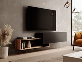 Tiroir meuble - Meuble TV Valdix - Noir mat - Chêne
