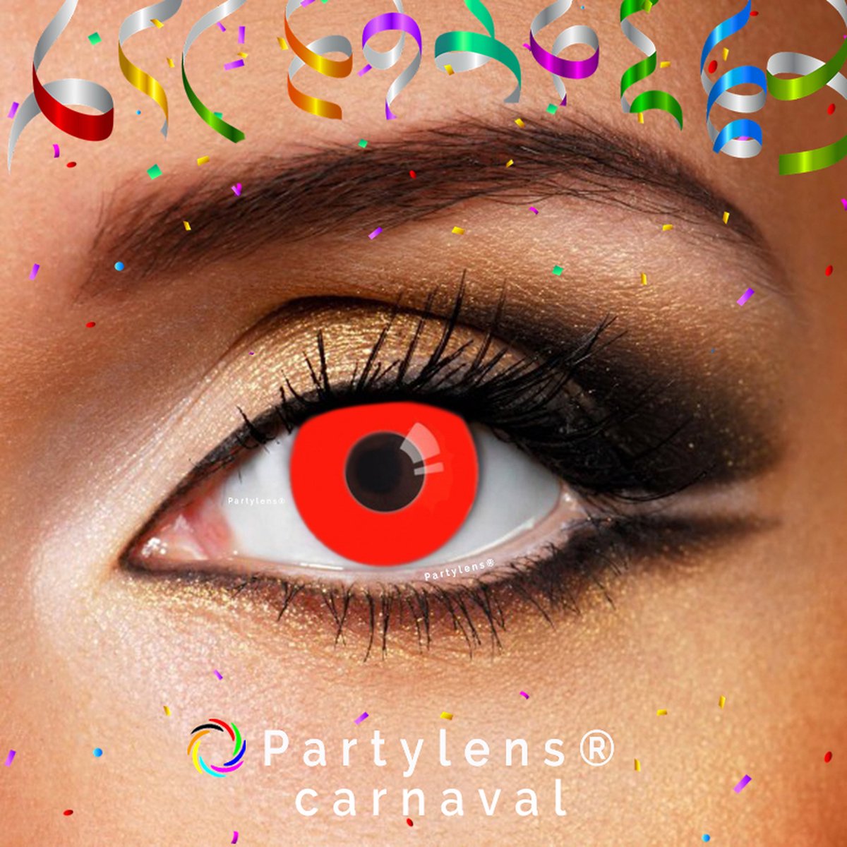 Partylenzen - Red Out - jaarlenzen met lenshouder - kleurlenzen Partylens®