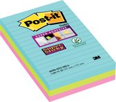 Post-it® Super Sticky notes - Kleurenset Miami, Aquawave, Neon Groen, Neon Rose - Gelijnd - 3 blokken