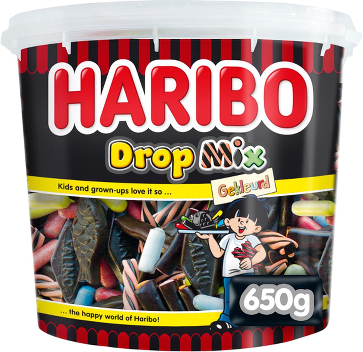 Drop haribo mix gekleurd 650 gram | Pot a 650 gram | 6 stuks