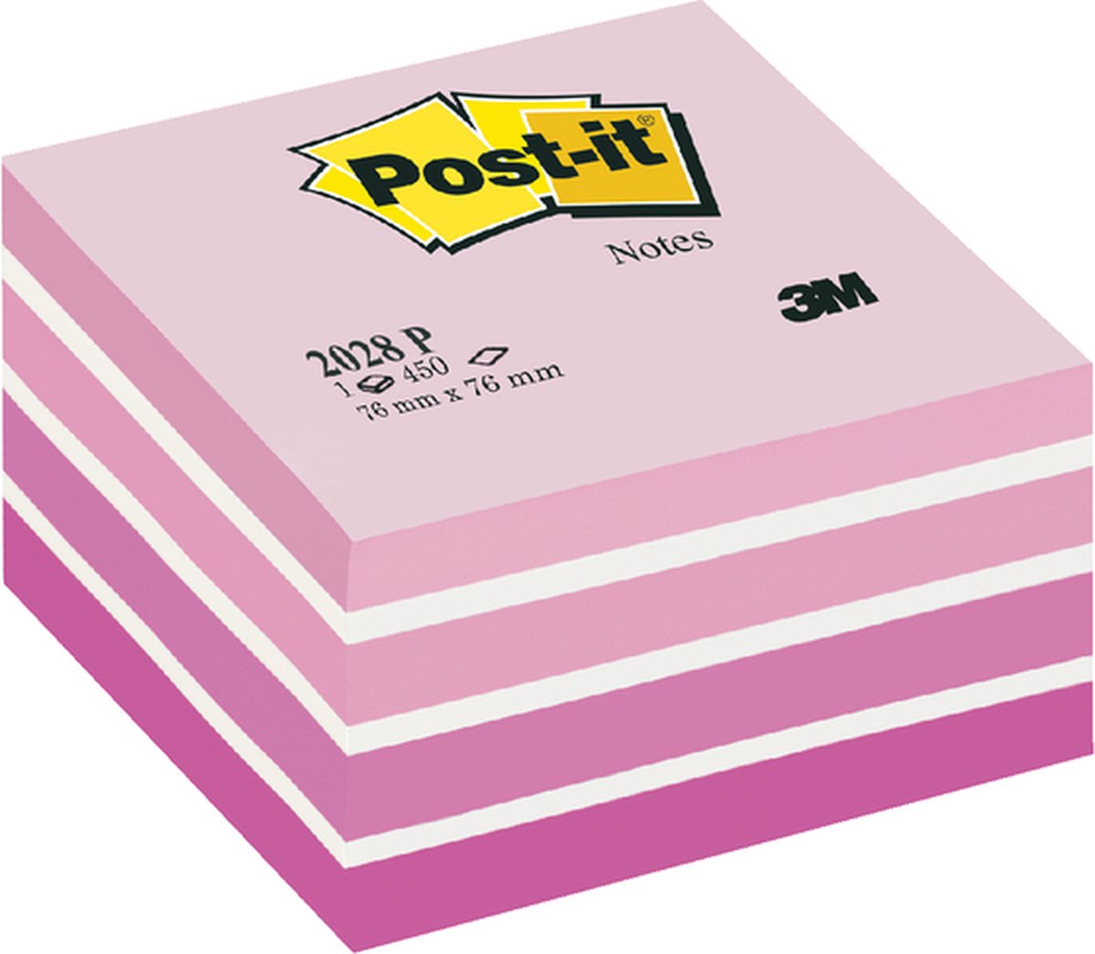 BLOC 100 POST IT NOTES 75X75MM ROSE VIF