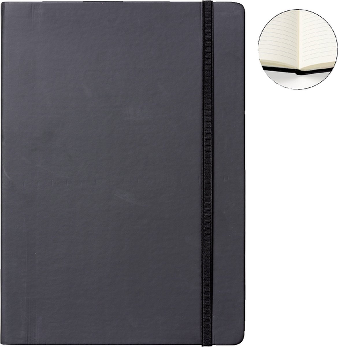 Notitieboek A4 zwart met harde kaft en elastiek