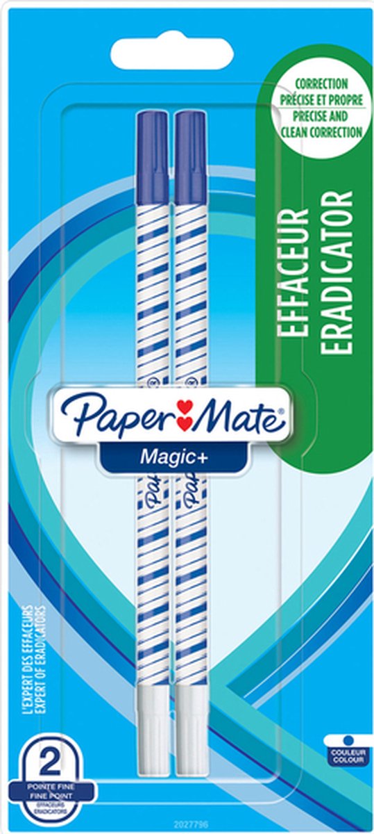 Paper Mate Correctie(pen) Magic+ Eradicator | blauwe inkt | fijn punt | 2 stuks - Paper Mate