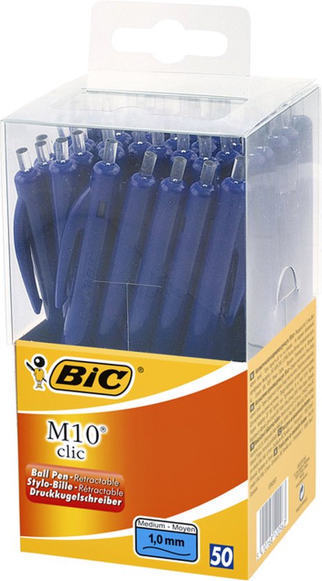 Stylo bille Bic M10 - rétractable - pointe moyenne - bleu