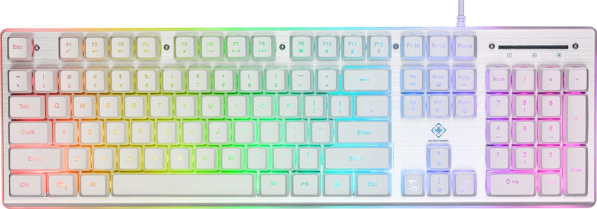 Deltaco White Line WK75 - Membraan Toetsenbord - RGB Verlichting - QWERTY - Wit
