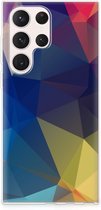 Telefoon Hoesje Geschikt voor Samsung Galaxy S23 Ultra Siliconen Back Cover Polygon Dark