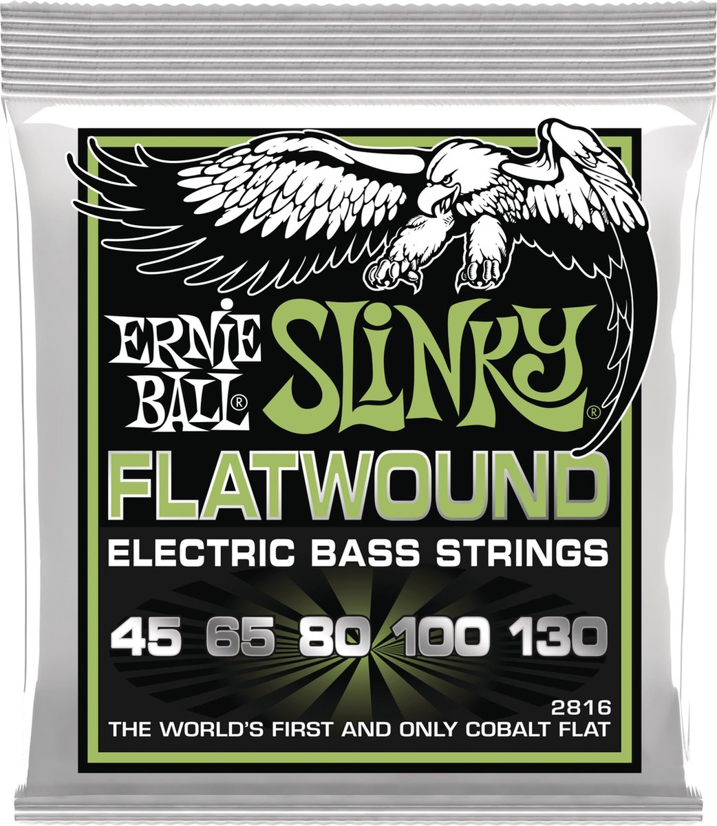 Ernie Ball PO2816 Slinky Flat-Wound Bass 5-Strings 45-130 - Snarenset voor 5-string basgitaar