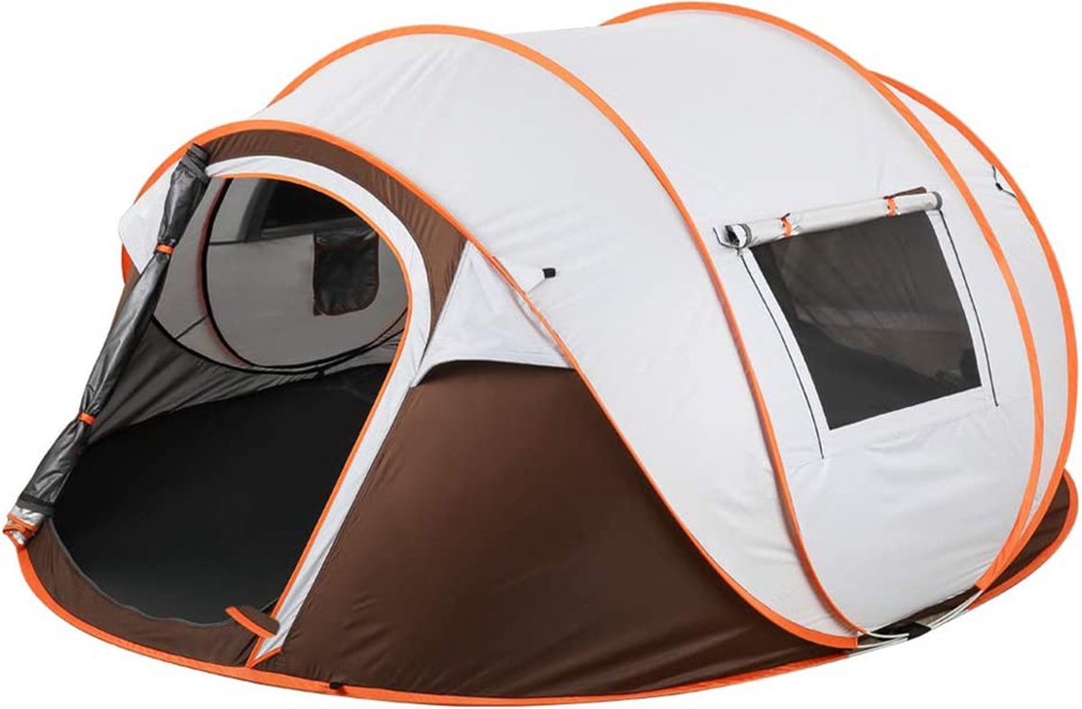 Fly Lab Luxe Pop Up Tent - Kampeer tent - Grijs/Oranje - 4 Persoons |  bol.com