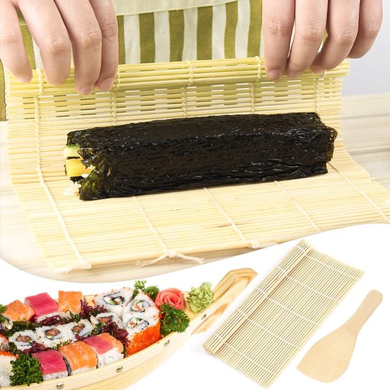 Set à Sushi Complet - 2 Assiettes + 2 Bols Sauce + 2 Porte-baguettes + 4 Baguettes - Noir - Matériau Mélamine