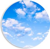 PVC Schuimplaat Muurcirkel - Schapenwolken in Blauwgekleurde Lucht - 20x20 cm Foto op Muurcirkel (met ophangsysteem)
