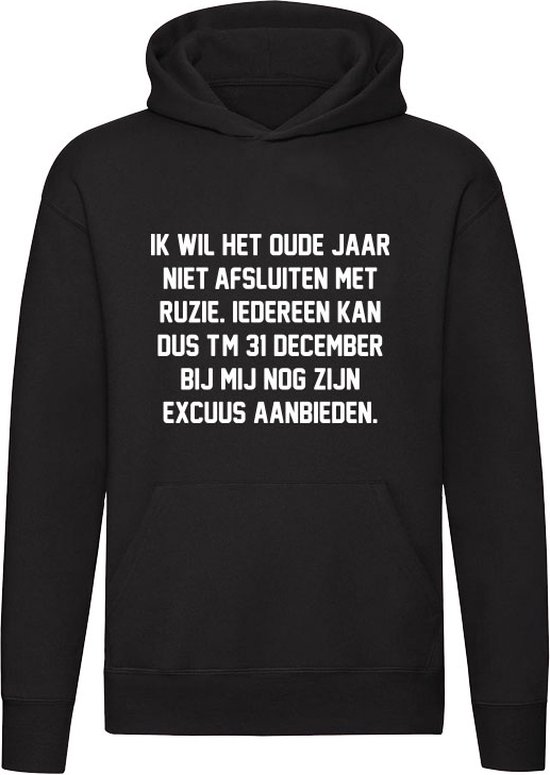 Foto: Excuus aanbieden t m 31 december oudjaar oud en nieuw oudjaarsdag nieuwjaar feestdagen sorry grappig unisex trui hoodie sweater capuchon