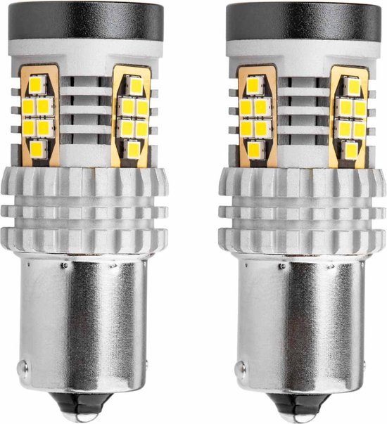 BLANC - LED BA15S - CANBUS - 24 SMD - 1156 - 12/24V - 2 pièces