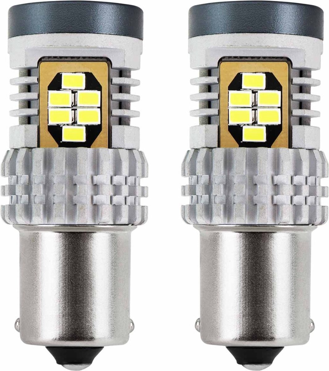 WIT - BA15S LED - CANBUS - 24 SMD - 1156 - 12/24V - 2 stuks