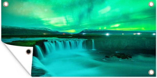 Peinture Sur Toile - Ciel étoilé - Cascade - Aurores Boréales - Rochers - Paysage