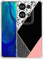Smartphone hoesje OPPO Reno8 TPU Silicone Hoesje met transparante rand Black Pink Shapes