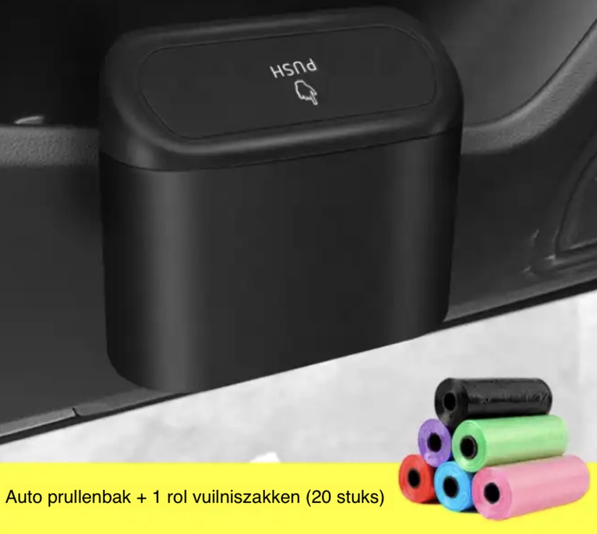 Auto Prullenbak - Met Plastic Zakken - 1 Liter - Vuilnisbak - Auto Afvalbak - Mini Prullenbak - Afvalemmer - Auto Prullenmand - Auto Accessoires - Zwart