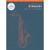 Dessin schématique orange d'un saxophone sur fond bleu foncé. Titre 'Ludovico Einaudi the saxophone collection'.