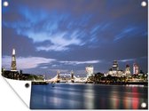 Tuinschilderij Londen skyline in de avond - 80x60 cm - Tuinposter - Tuindoek - Buitenposter