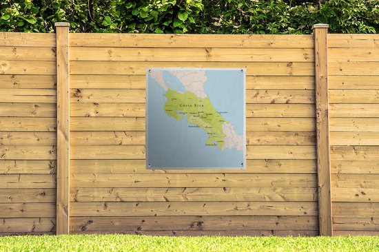 Illustration d'une carte avec le Costa Rica en affiche de jardin vert 100x100 cm - Toile de jardin / Toile d'extérieur / Peintures d'extérieur (décoration de jardin)