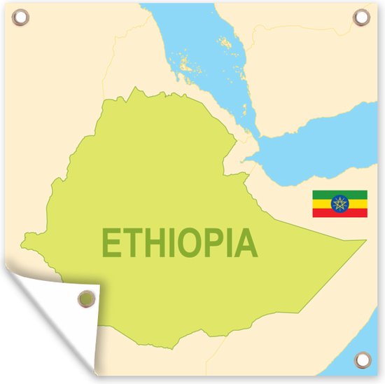 Tuin poster Illustratie van Ethiopië in het groen - 200x200 cm - Tuindoek - Buitenposter