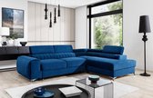 Canapé d'angle - Laurence - Bleu foncé - Fonction couchage - Container - 275 x 205