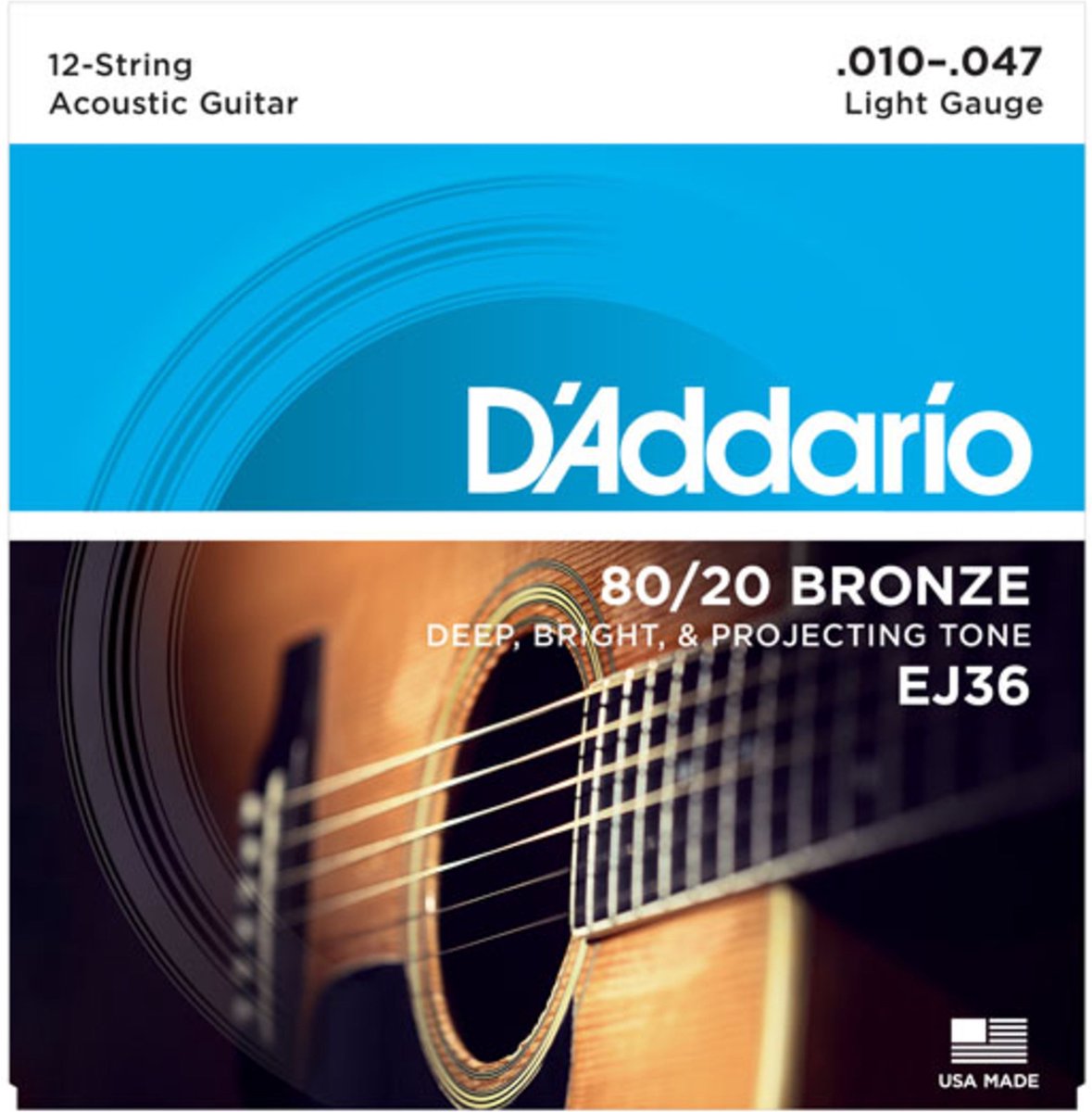 D'Addario EJ36 Bronze Acoustic Guitar 12-Strings Light 10-47