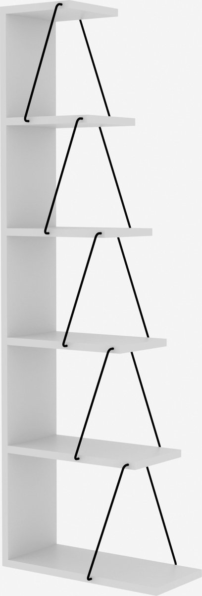 Skye Decor Boekenkast - Wit & Zwart - 50x150x22cm - Boekenkast industrieel- Open Kast