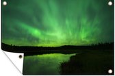 Muurdecoratie Noorderlicht - Boom - Alaska - 180x120 cm - Tuinposter - Tuindoek - Buitenposter