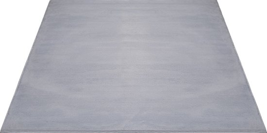 Superzacht Laagpolig Vloerkleed met bontlook Grijs-117x160 cm