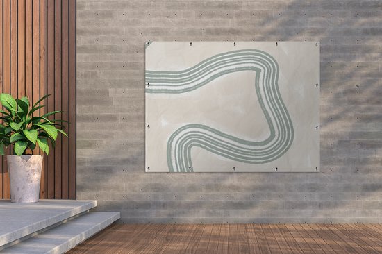 Décoration murale extérieur Ligne - Abstrait - Design - 160x120 cm - Toile jardin - Affiche extérieure