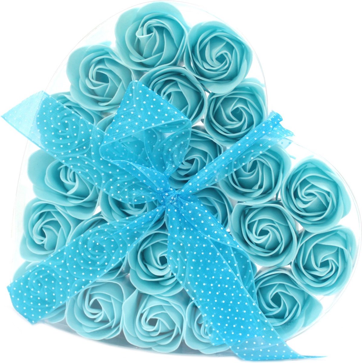 Zendro - Rozen - Zeep Bloemen - 24 stuks - Valentijnsdag cadeau - Luxe Zeep Blauwe Rozen - Hartvormig Geschenkdoos - Cadeau voor haar - Roos Valentijn - Liefde