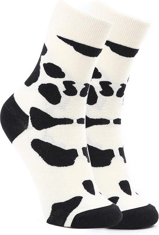 Chaussettes femme, Noir, vache, coton, chaussettes avec imprimé, taille 35-38