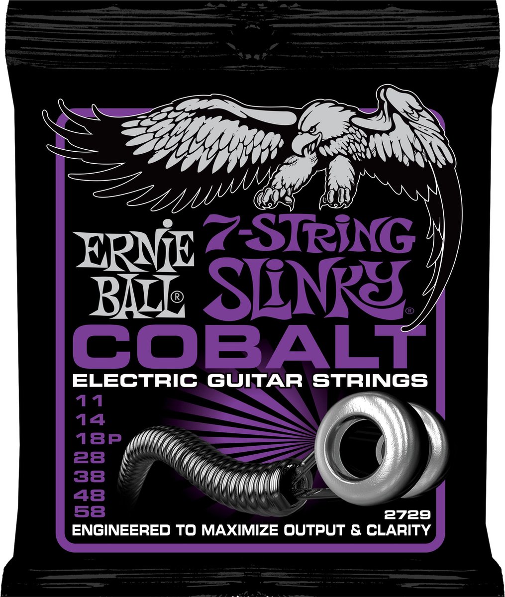 Ernie Ball EB2729 11-58 Cobalt 7-string Power - Elektrische gitaarsnaren