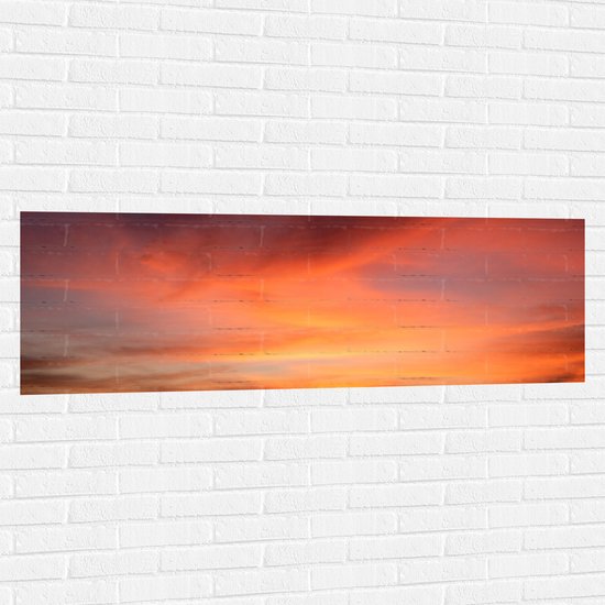 Muursticker - Oranjekleurige Lucht van Zonsondergang - 150x50 cm Foto op Muursticker
