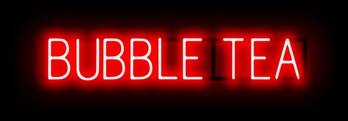 BUBBLE TEA - Lichtreclame Neon LED bord verlicht | SpellBrite | 91,07 x 16 cm | 6 Dimstanden & 8 Lichtanimaties | Reclamebord neon verlichting