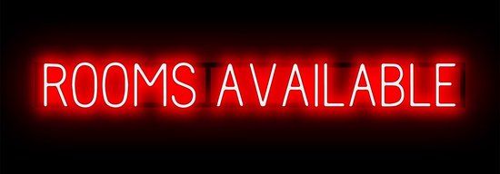 ROOMS AVAILABLE - Reclamebord Neon LED bord verlichting - SpellBrite - 138,7 x 16 cm rood - 6 Dimstanden - 8 animaties - Voor hotel / motel