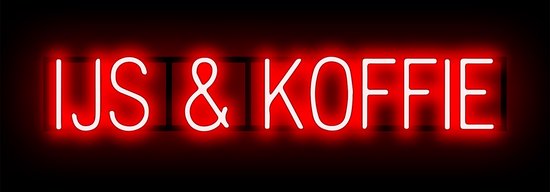IJS & KOFFIE - Reclamebord Neon LED bord verlichting - SpellBrite - 92,2 x 16 cm rood - 6 Dimstanden - 8 Lichtanimaties