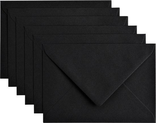 Papicolor Envelop C6 ravenzwart 105gr-CV 6 stuks 302901 - 114x162 mm