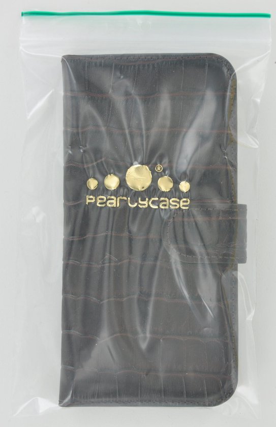 Oppo A17 Case - Bookcase - Oppo A17k Case Book Case Portefeuille Cuir Véritable Croco Chocolat Marron Couverture