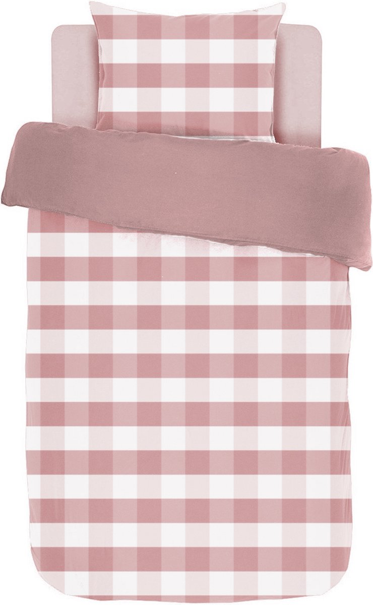 Dekbedovertrek EMMA Stone washed check katoen Mauve