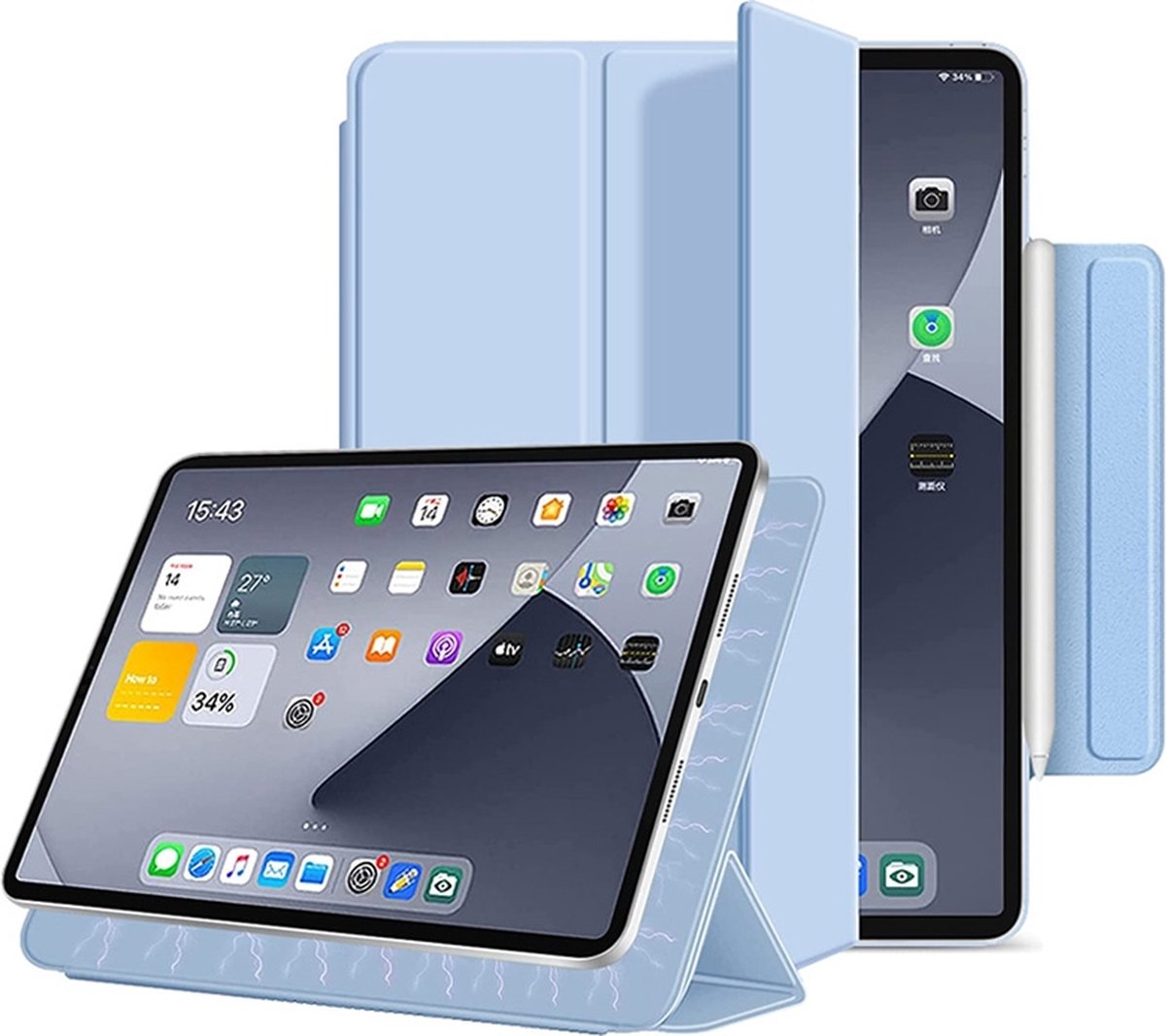 Mobiq - Magnetische Folio Case geschikt voor iPad 10.9 inch 2022 - lichtblauw