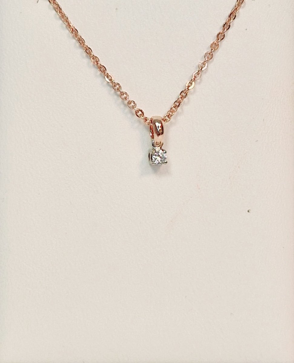 Hanger - geelgoud - 14 karaat – diamant 0.06 crt - - uitverkoop juwelier Verlinden St. Hubert van €279,= voor €199,=