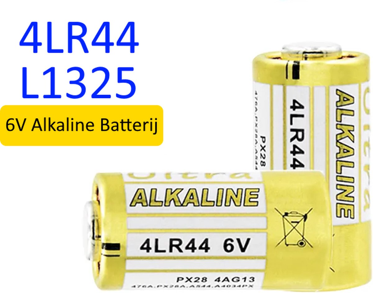 4LR44 L1325 Alkaline Batterij 6V - Blafband - Rookmelder - Camera - Afstandsbediening - Garage - Per 4 stuks