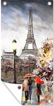 Tuinposter Schilderij - Parijs - Frankrijk - Olieverf - 30x60 cm - Tuindoek - Buitenposter