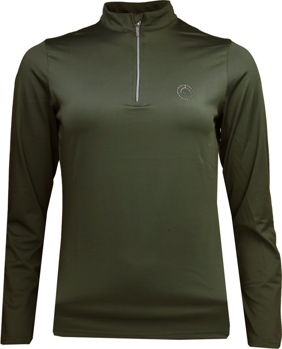Montar Everly Polo Longsleeve Crystal Logo - maat L - Olive