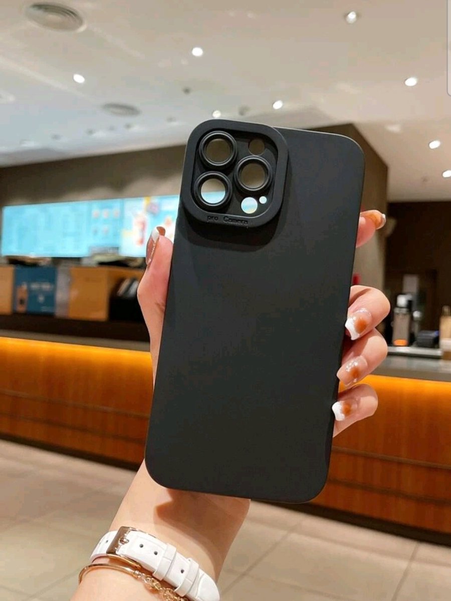 iPhone 12ProMax - Luxe Back Cover - Rubber Case - Camera Protector - Beeldscherm Protector - Zwart
