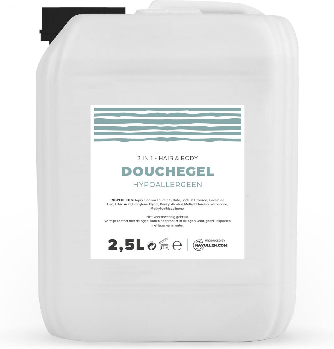 Douchegel - Hypoallergeen - 2,5 Liter - Jerrycan - Hair & Body - Navulling – Navullen