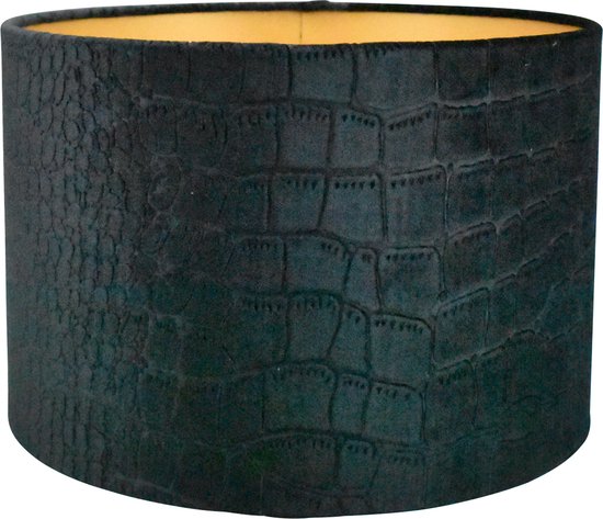 Abat-jour Cylindre - 30x30x20cm - Croco noir - intérieur doré